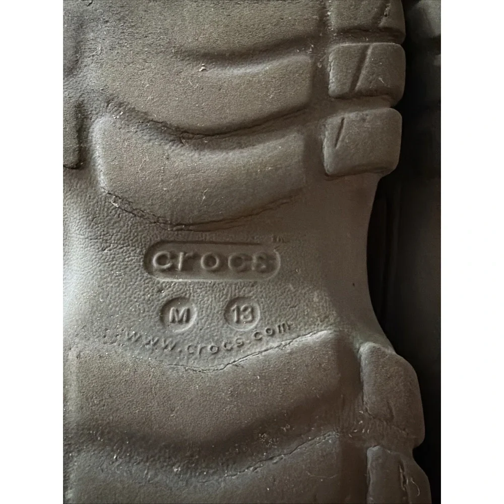 Crocs Offroad Army Green Brown Adjustable Straps Slides Men's Size 13